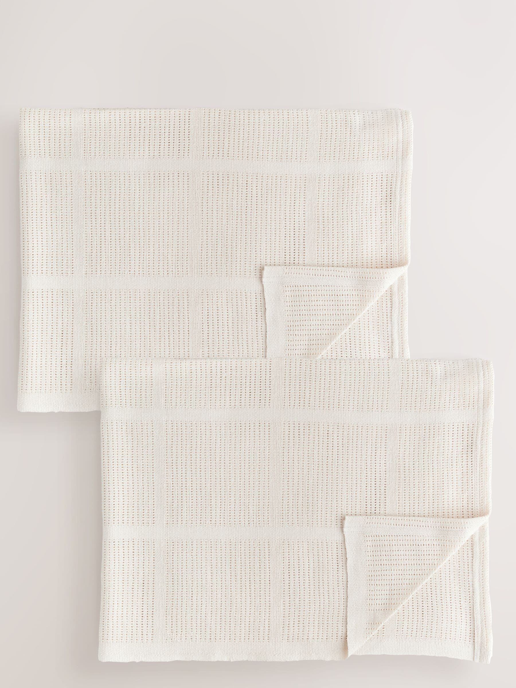 2 Pack Natural Cotton Baby Cellular Blankets image 1