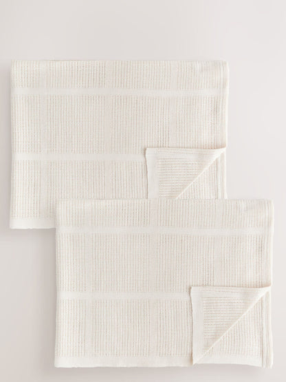 2 Pack Natural Cotton Baby Cellular Blankets image 1