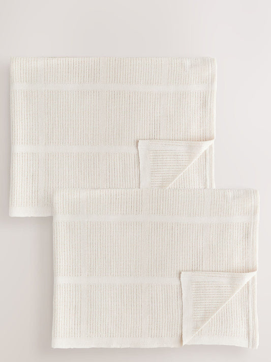 2 Pack Natural Cotton Baby Cellular Blankets image 1
