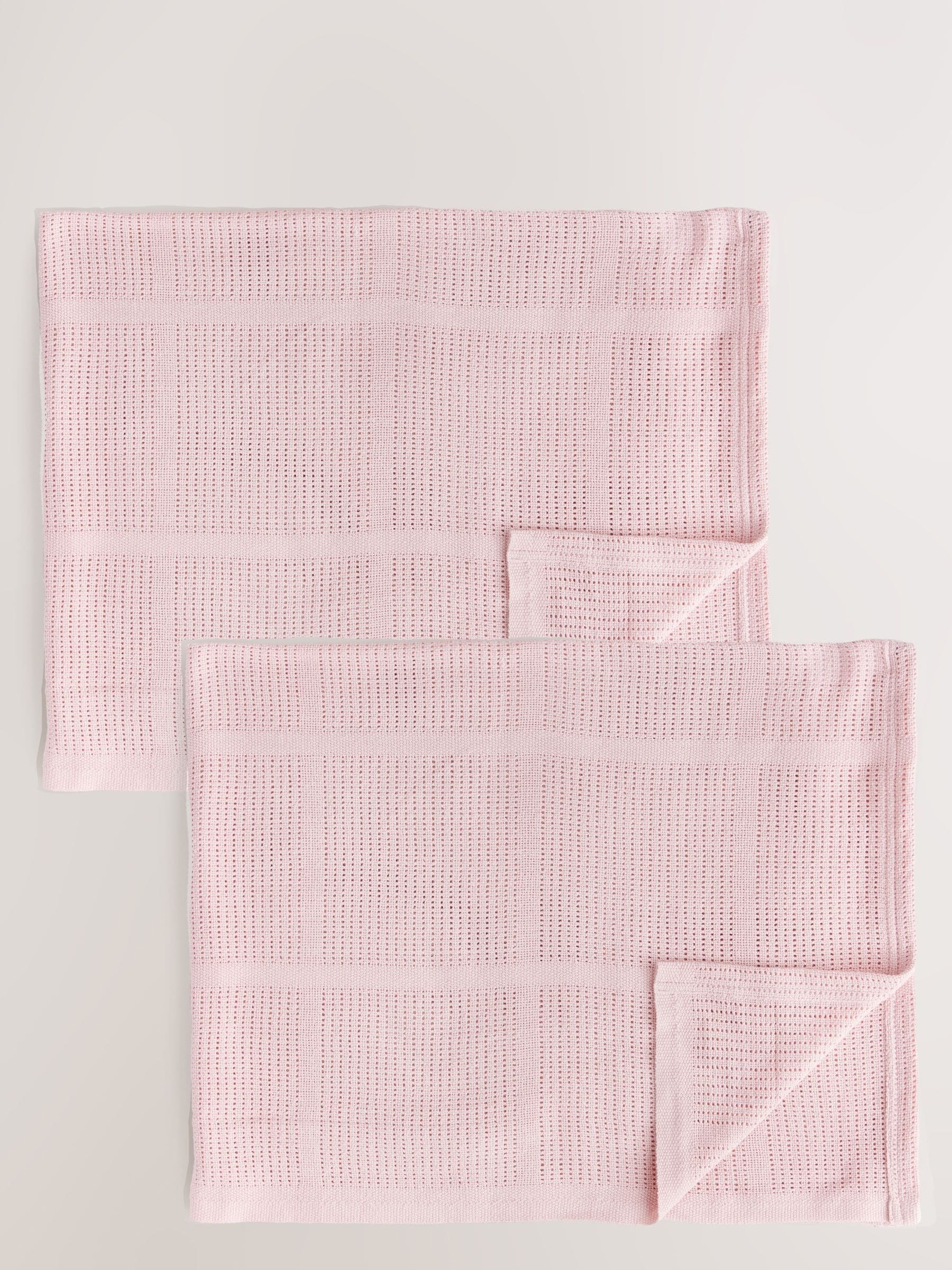 2 Pack Pink Cotton Baby Cellular Blankets image 1