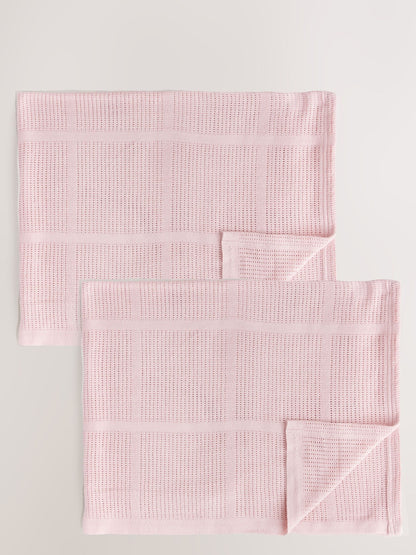 2 Pack Pink Cotton Baby Cellular Blankets image 1