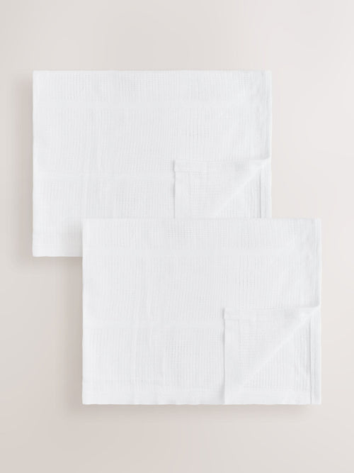2 Pack White Cotton Baby Cellular Blankets image 1