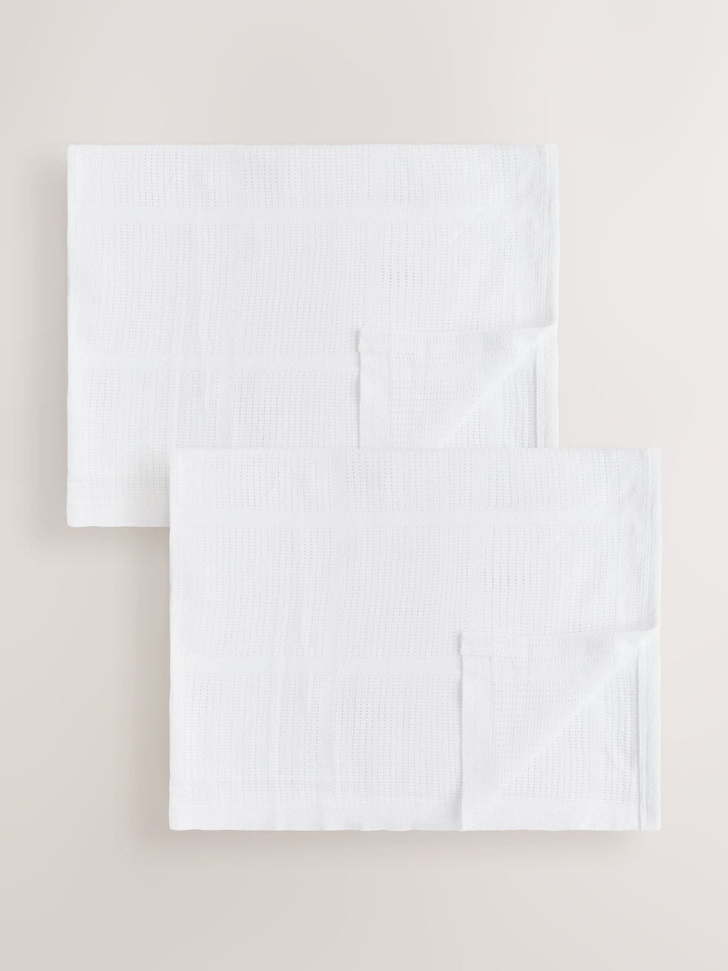 2 Pack White Cotton Baby Cellular Blankets image 1