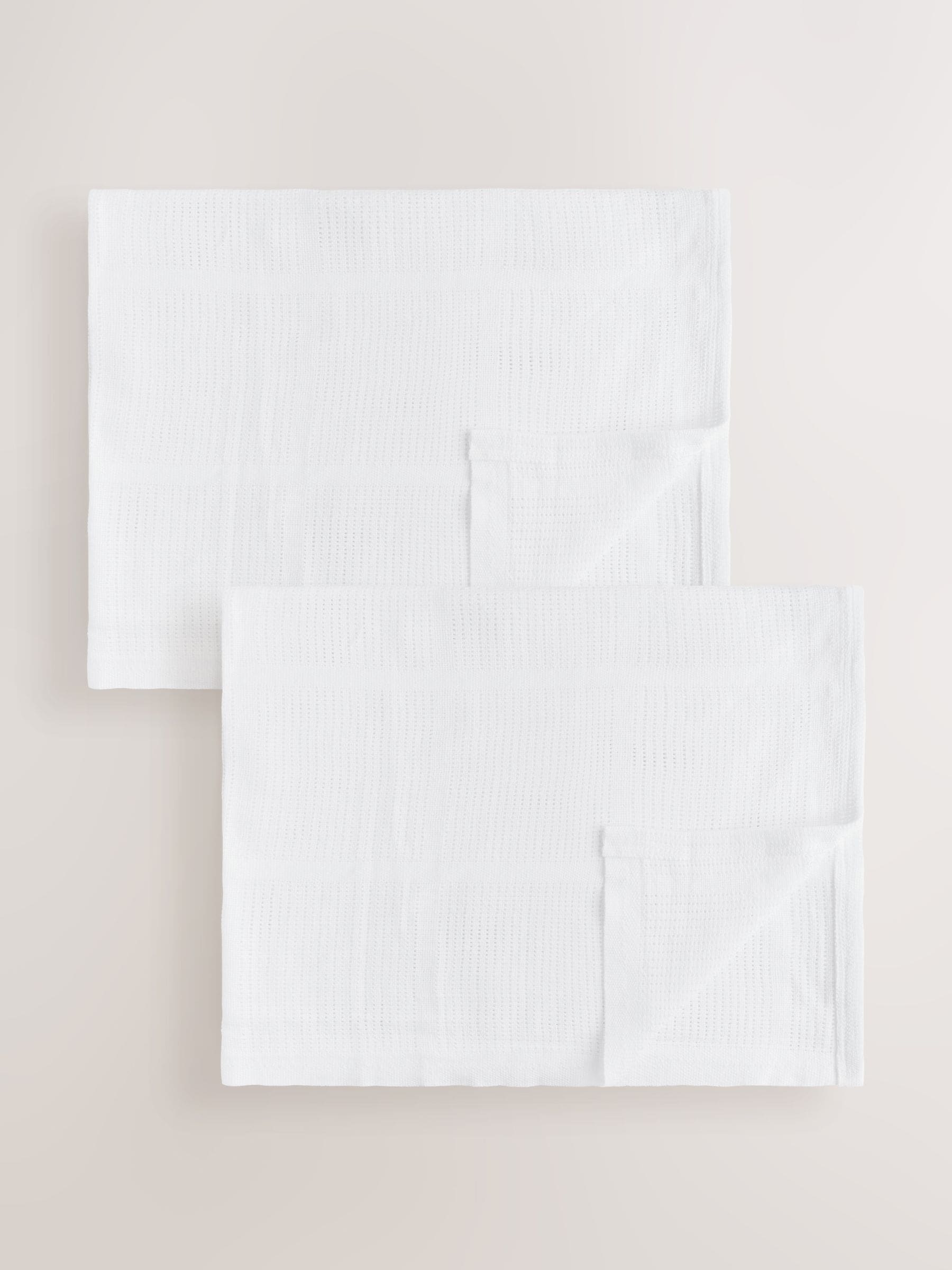 2 Pack White Cotton Baby Cellular Blankets image 1