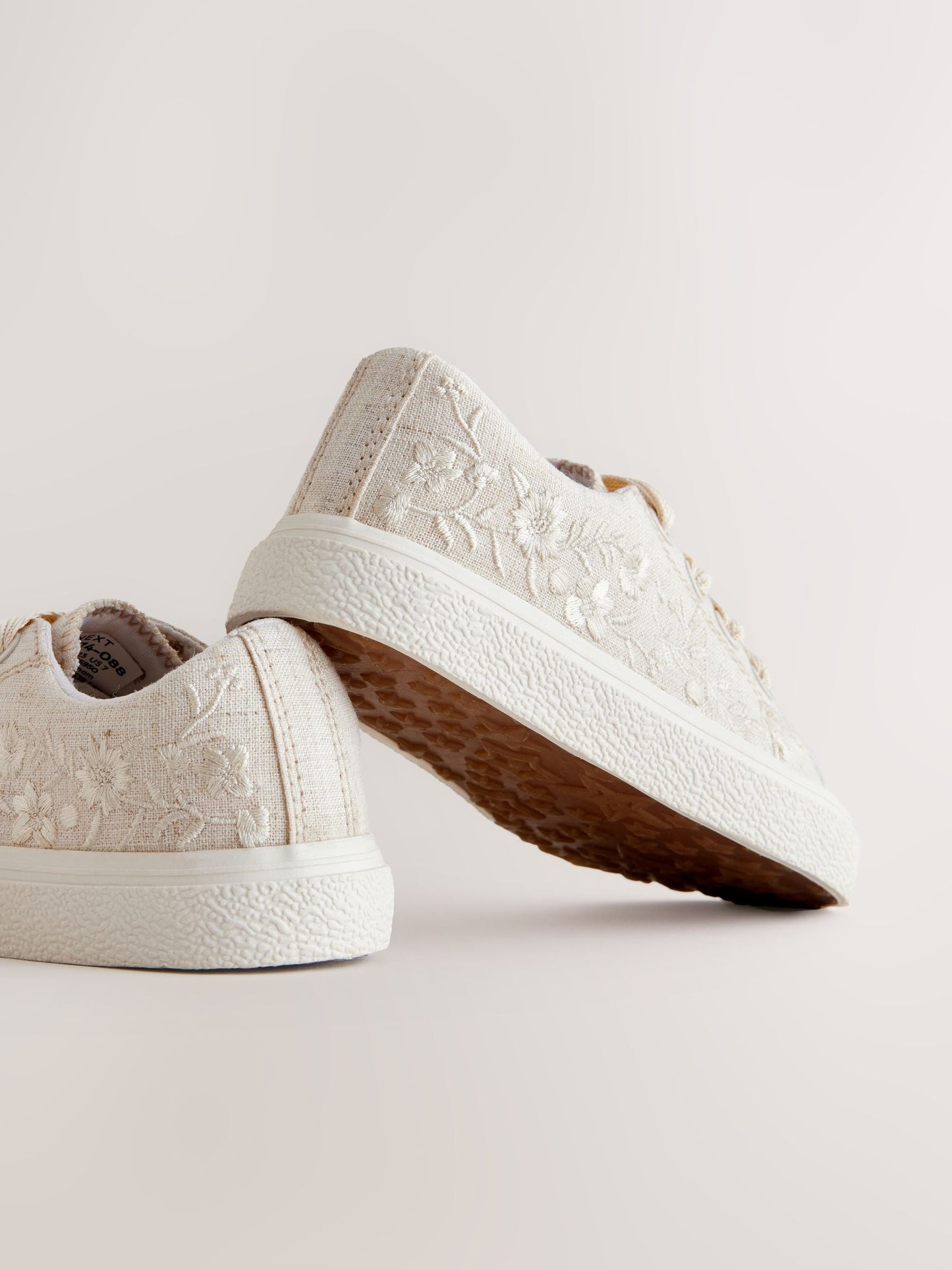 Neutral Embroidered Lace-Up Trainers image 4