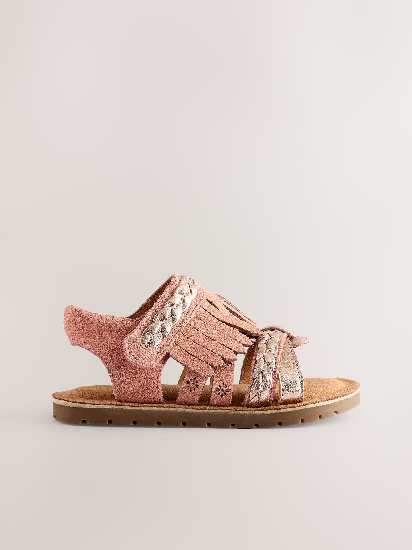 Tan Brown Suede Fringe Sandals image 2