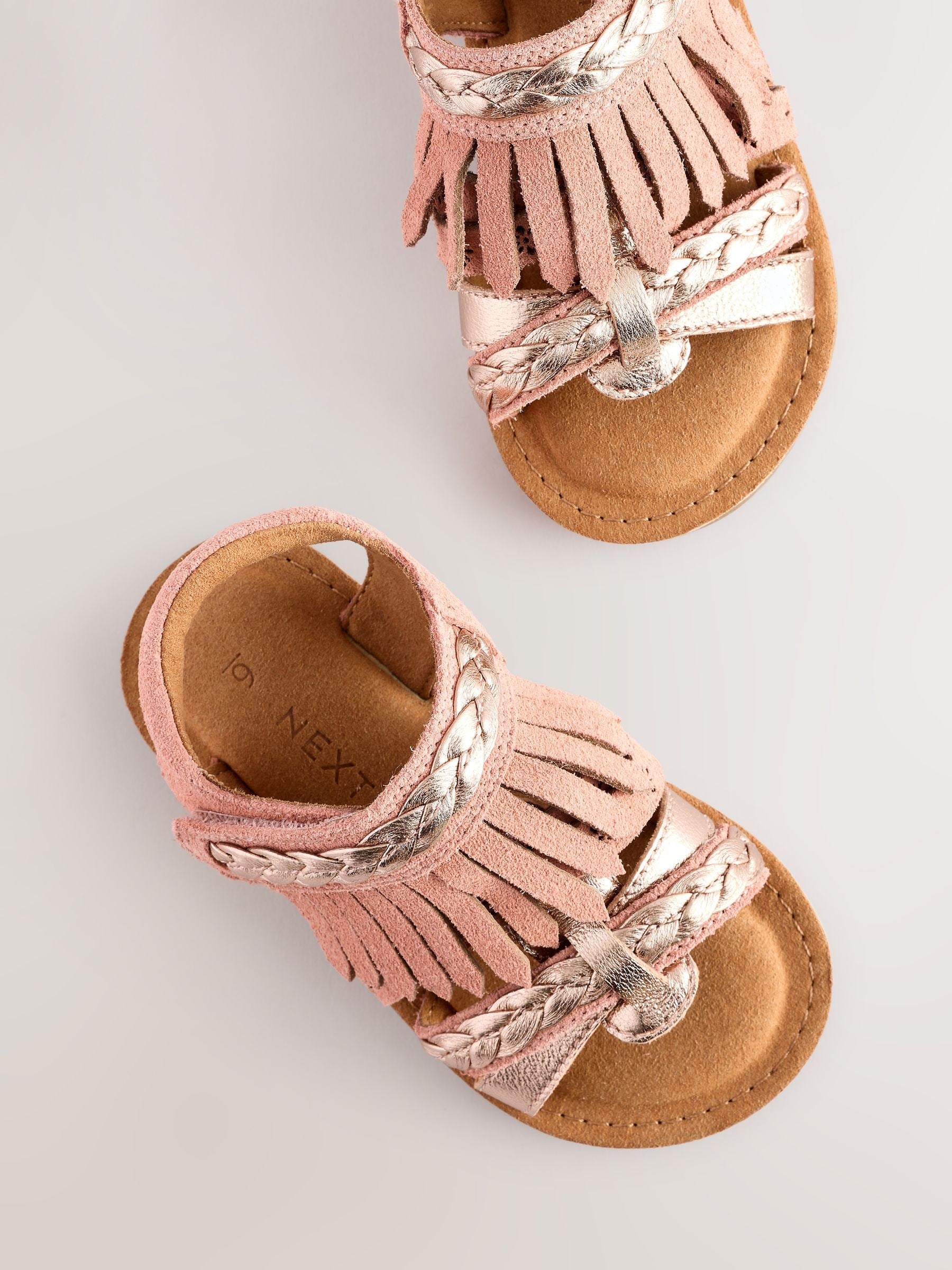 Tan Brown Suede Fringe Sandals image 5