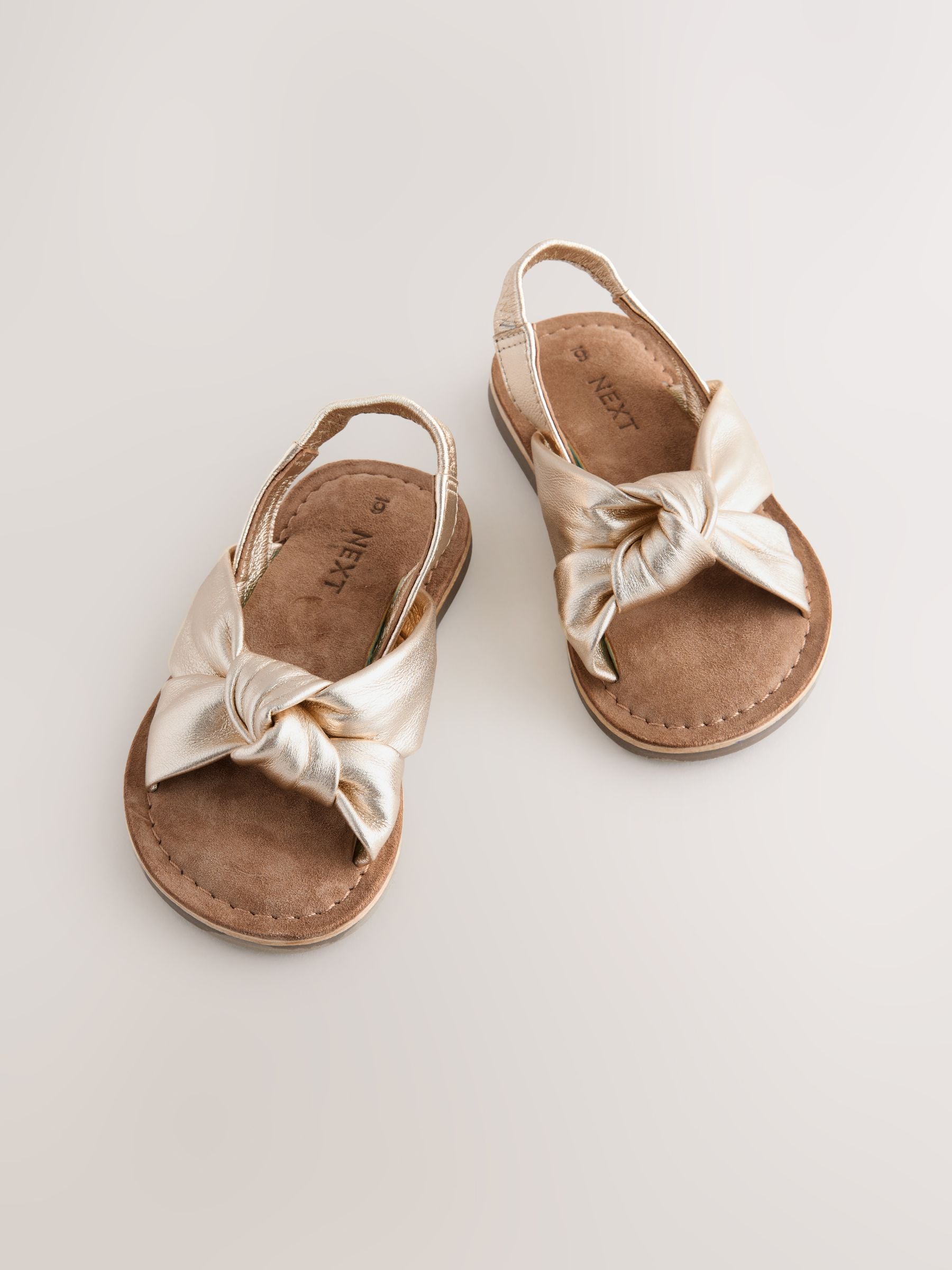 Gold Leather Twist Sandals image 1