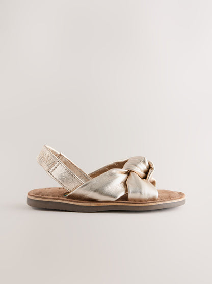 Gold Leather Twist Sandals image 2