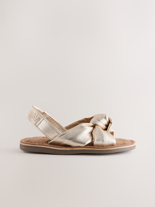 Gold Leather Twist Sandals image 2