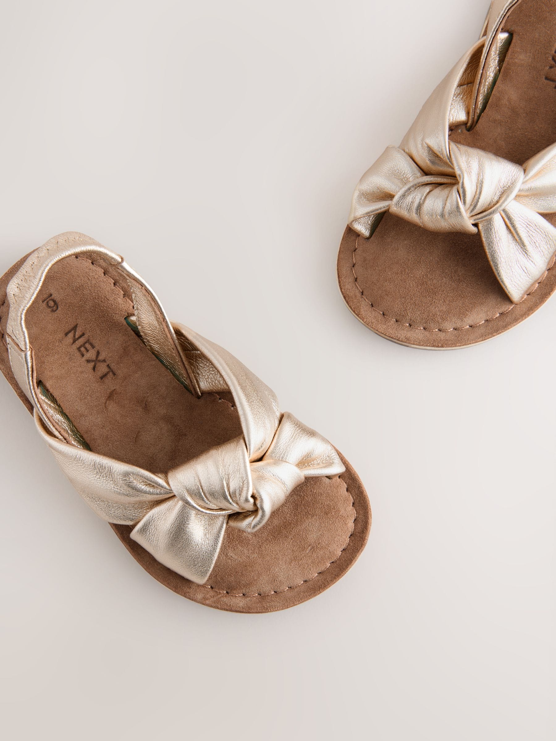 Gold Leather Twist Sandals image 3