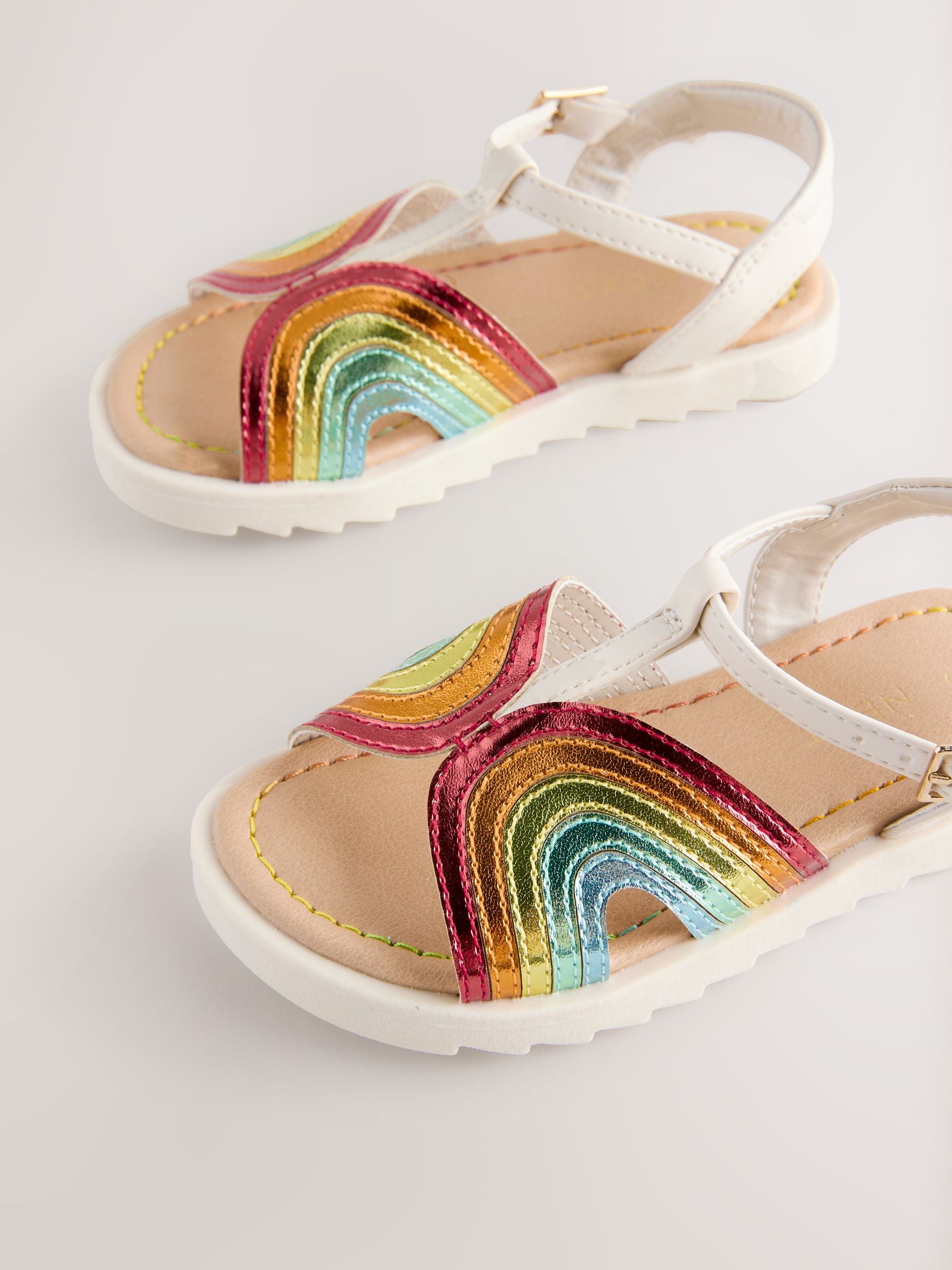 Rainbow Metallic T-Bar Sandals image 3