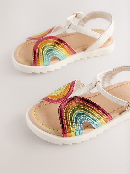 Rainbow Metallic T-Bar Sandals image 3