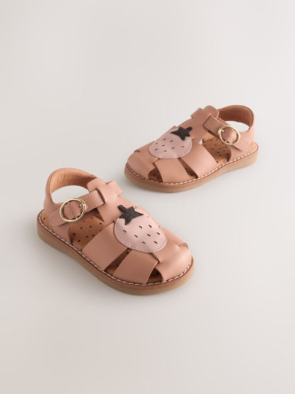 Tan Brown Strawberry Leather Fisherman Sandals image 1