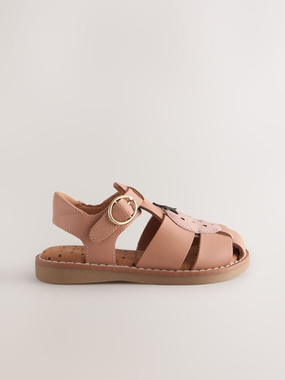 Tan Brown Strawberry Leather Fisherman Sandals image 2