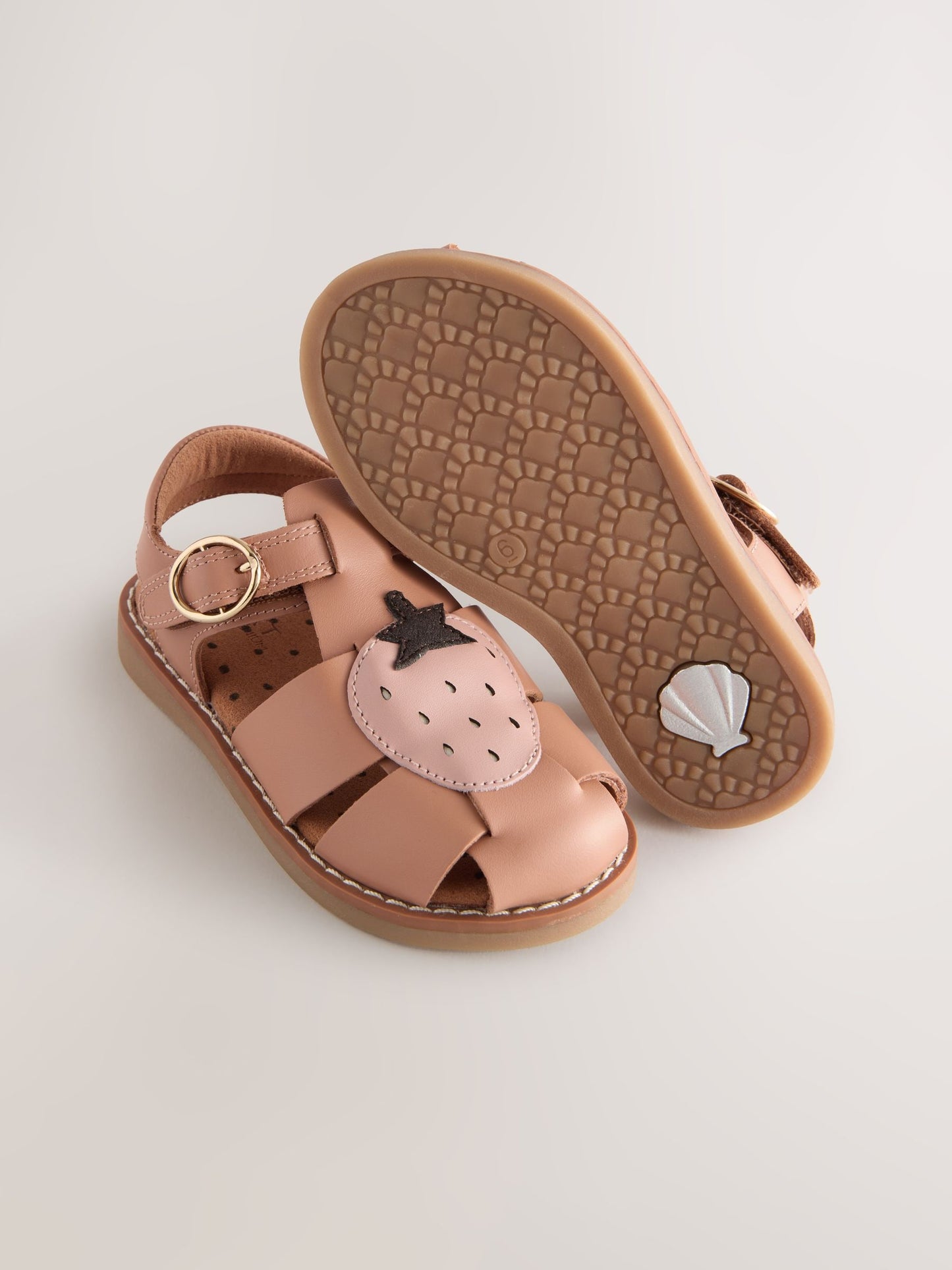Tan Brown Strawberry Leather Fisherman Sandals image 3