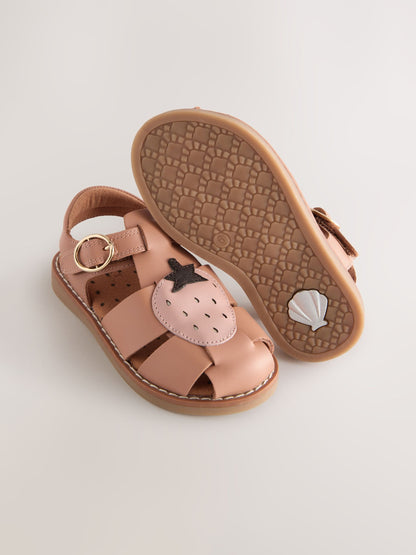Tan Brown Strawberry Leather Fisherman Sandals image 3