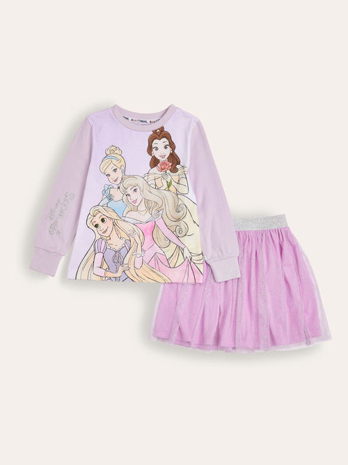 Brand Threads Purple Girls Disney Princess 100% Cotton Top And Tutu Set image 1
