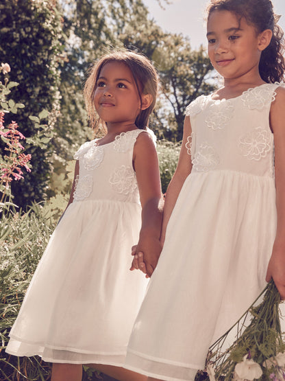 Dsiney Kidz - Laura Ashley Ecru White Flower Organza Dress image 4