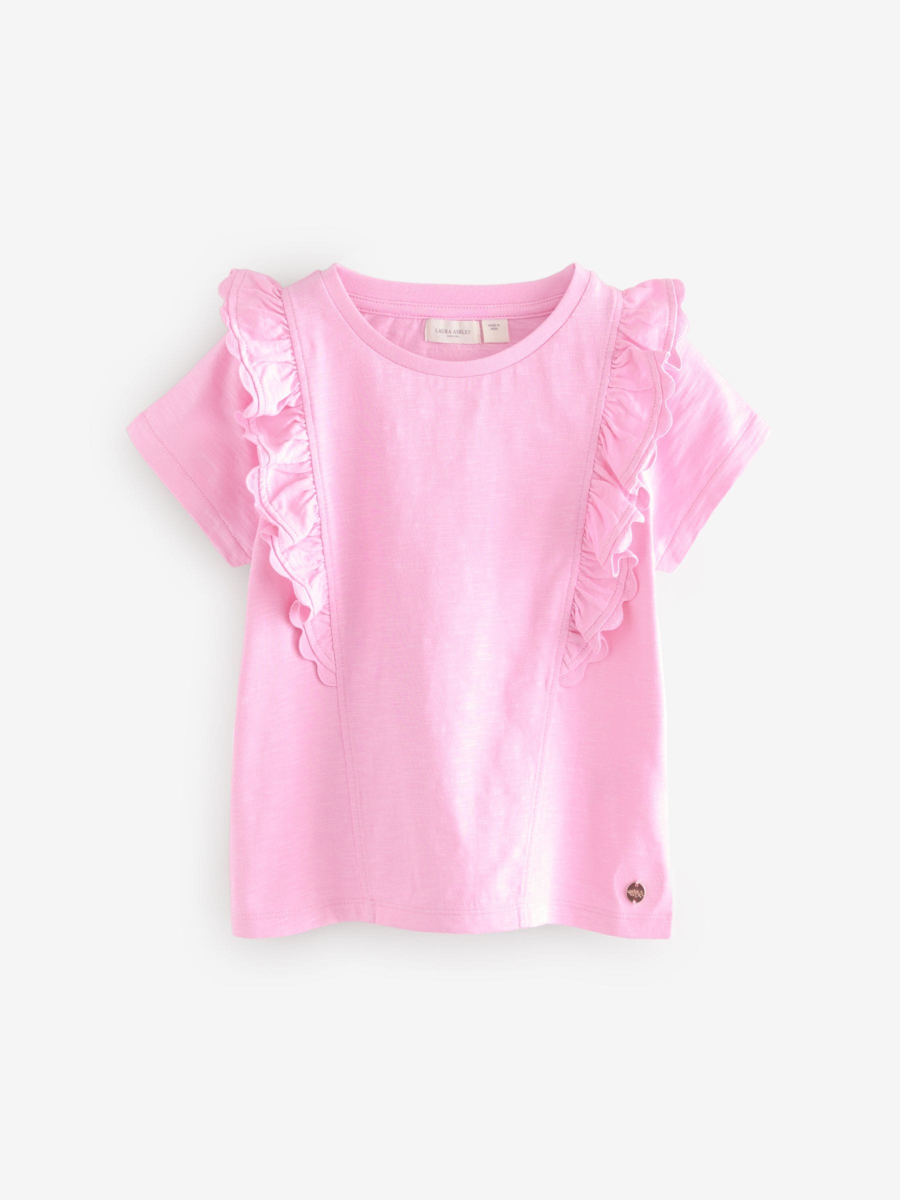 Laura Ashley Red/Pink Ric Rac Trim Short Sleeve Cotton T-Shirts 3 Pack image 4