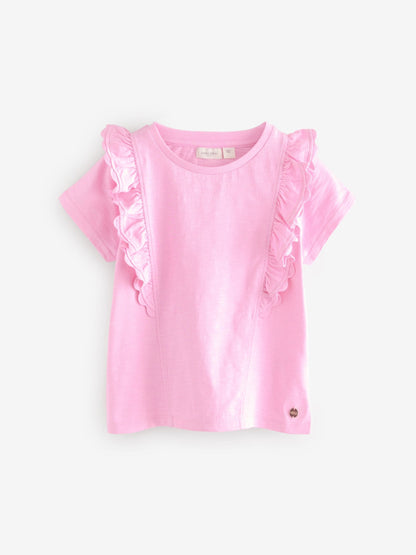 Laura Ashley Red/Pink Ric Rac Trim Short Sleeve Cotton T-Shirts 3 Pack image 4