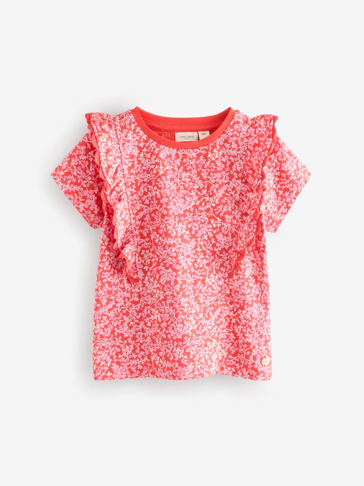 Laura Ashley Red/Pink Ric Rac Trim Short Sleeve Cotton T-Shirts 3 Pack image 5