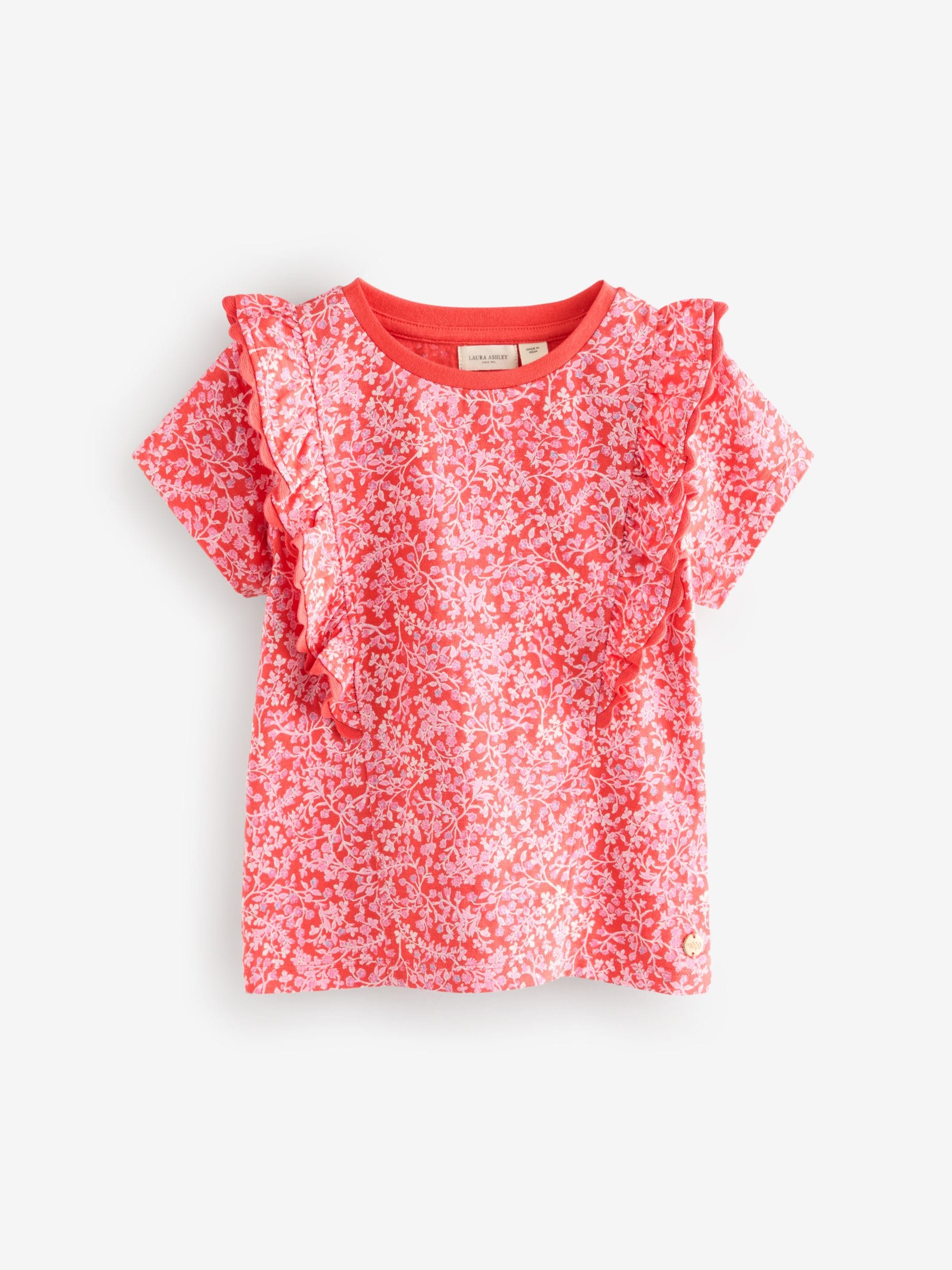 Laura Ashley Red/Pink Ric Rac Trim Short Sleeve Cotton T-Shirts 3 Pack image 5