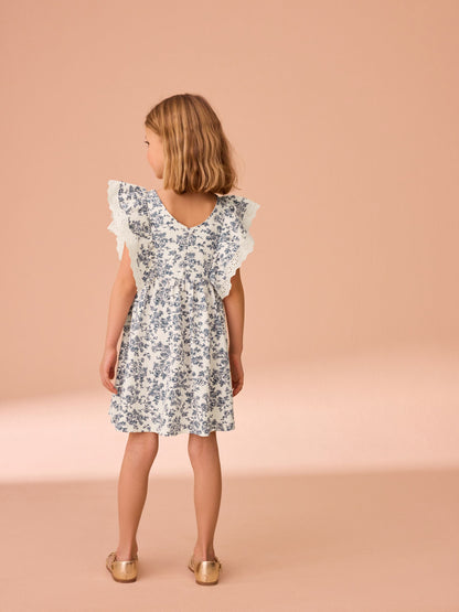 Laura Ashley Cream/Blue Arlo Broiderie Jersey 100% Cotton Dress image 5