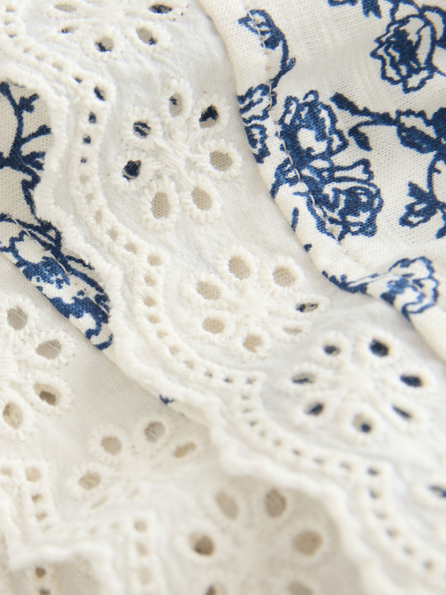 Laura Ashley Cream/Blue Arlo Broiderie Jersey 100% Cotton Dress image 9
