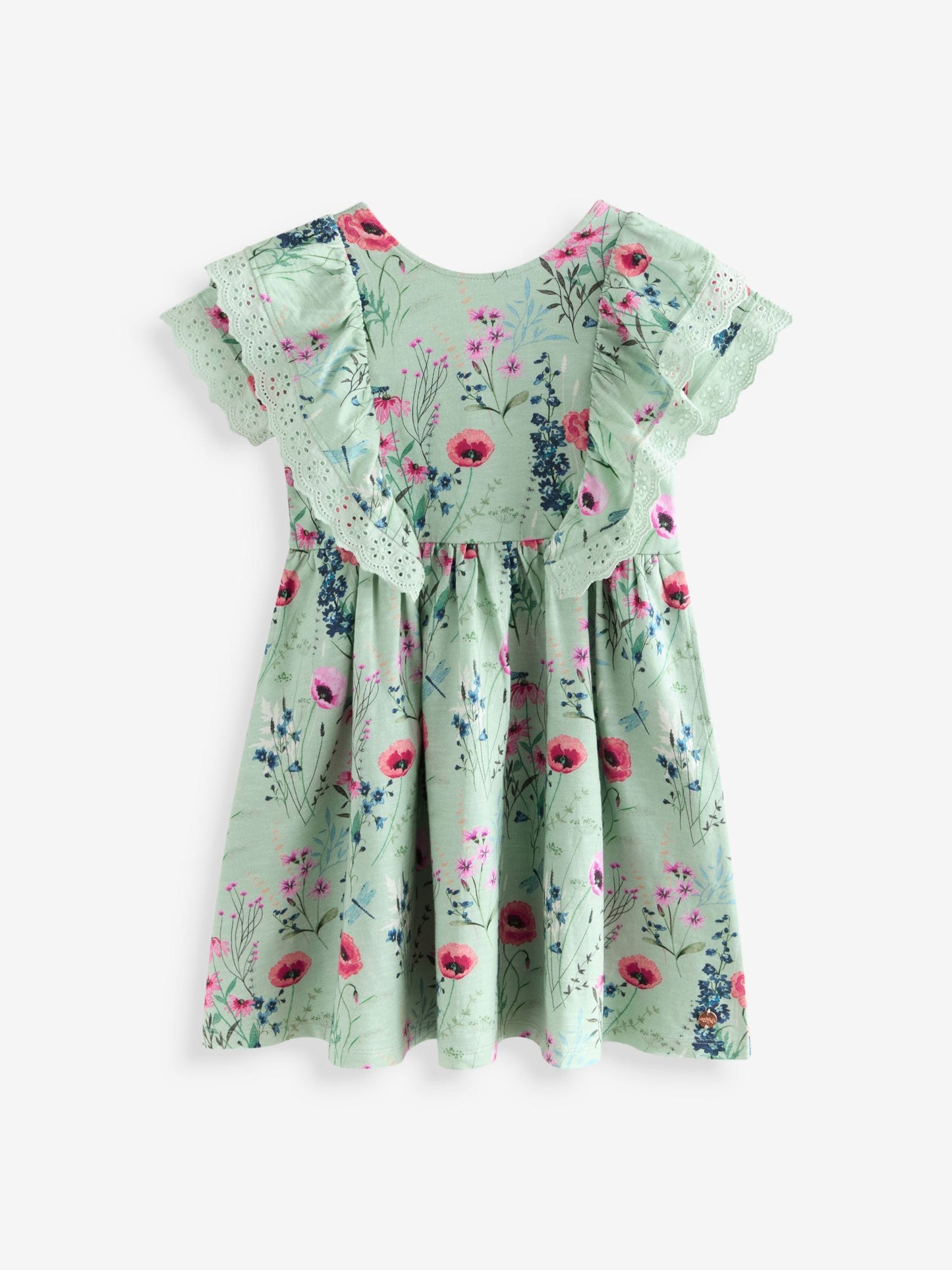 Laura Ashley Green/Blue Alford Meadows Broiderie Jersey 100% Cotton Dress image 5
