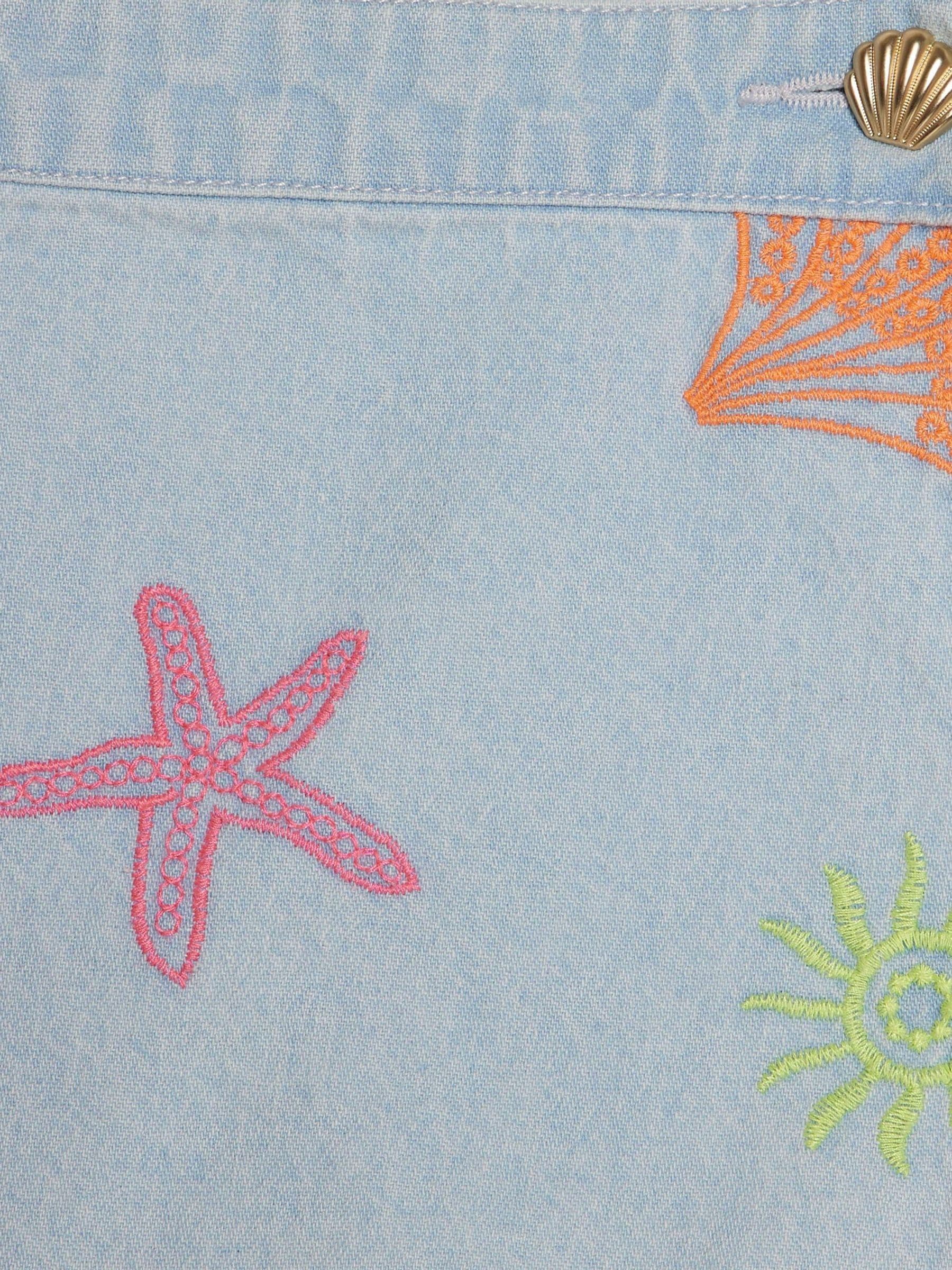 Dsiney Kidz - River Island Blue Seashell Denim Waistcoat & Skort Set image 5
