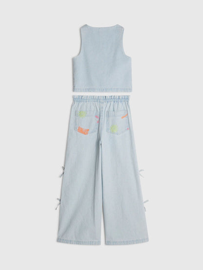Dsiney Kidz - River Island Blue Seashell Denim Waistcoat & Trousers Set image 2