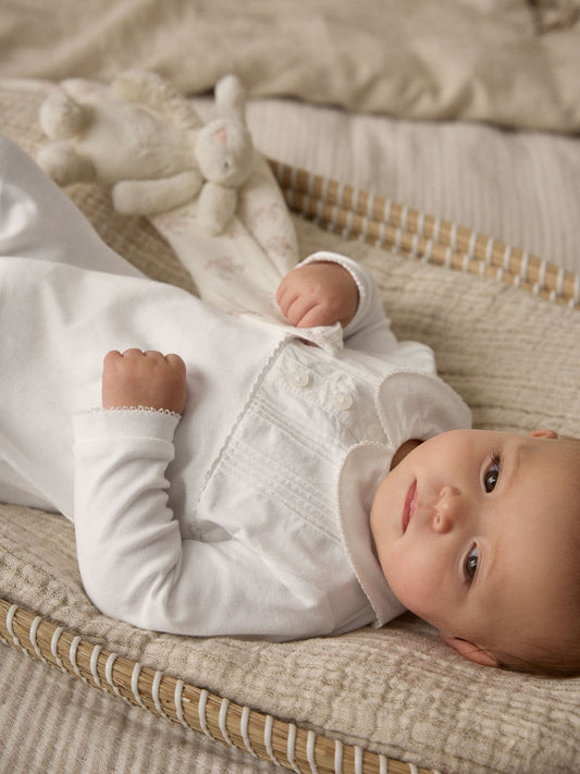 White Occasion Baby Sleepsuit (0mths-2yrs)