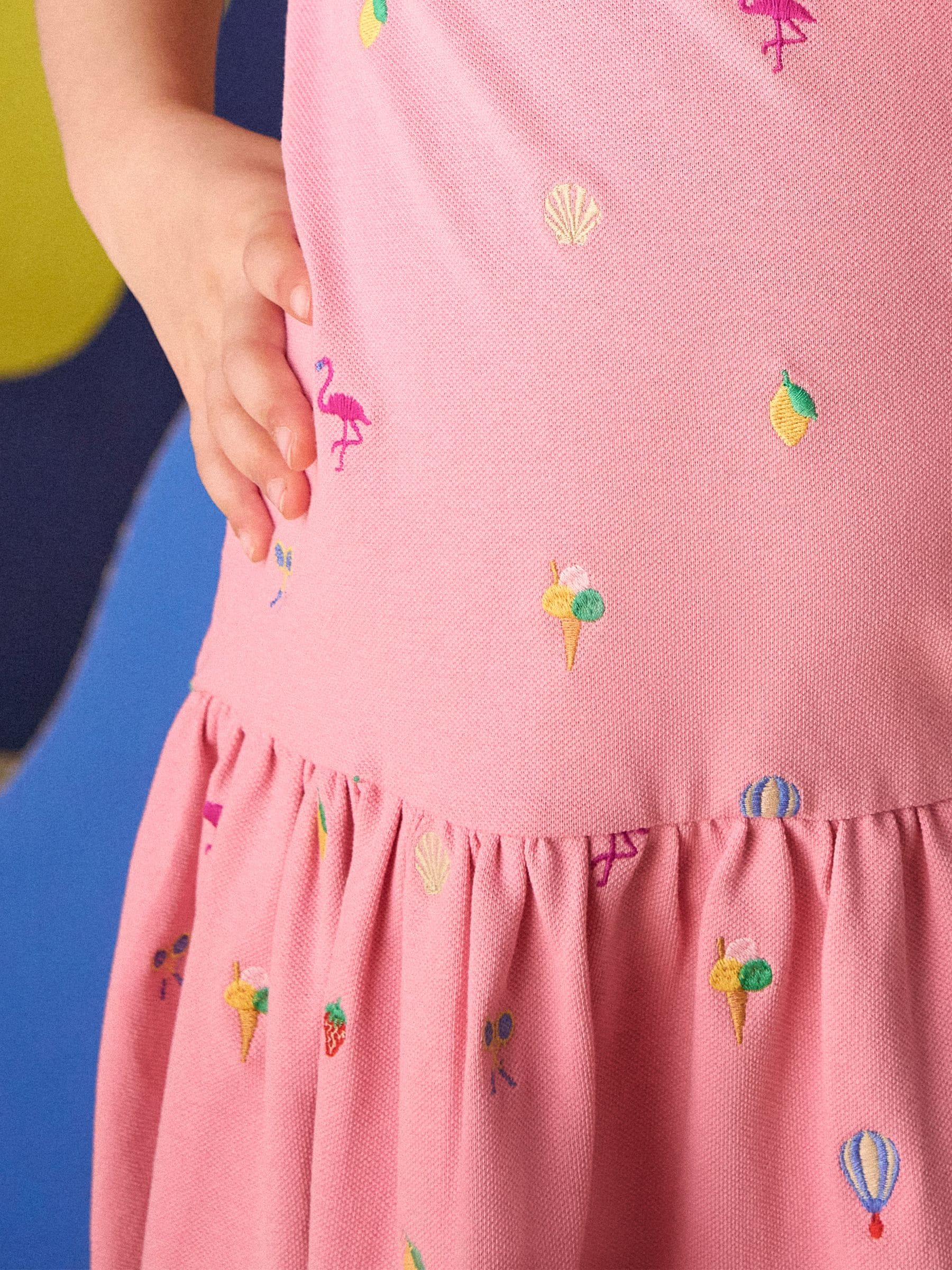 Joules Girls' Orla Pink Short Sleeve Polo Shirt Dress image 2