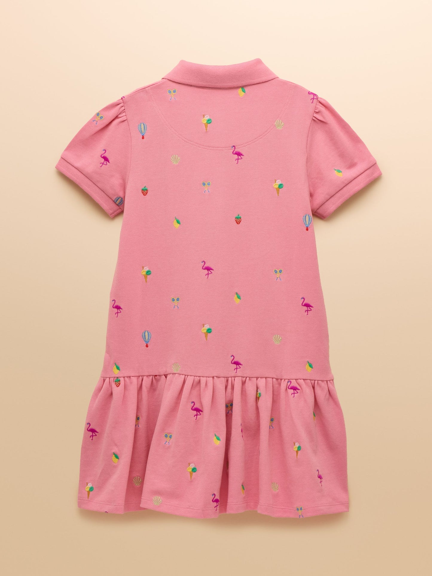 Joules Girls' Orla Pink Short Sleeve Polo Shirt Dress image 4