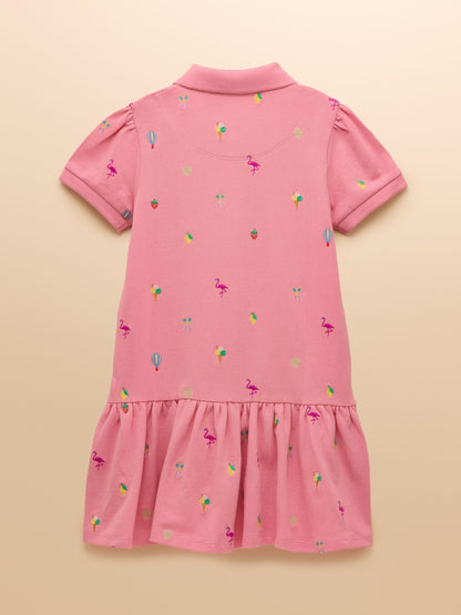 Joules Girls' Orla Pink Short Sleeve Polo Shirt Dress image 4