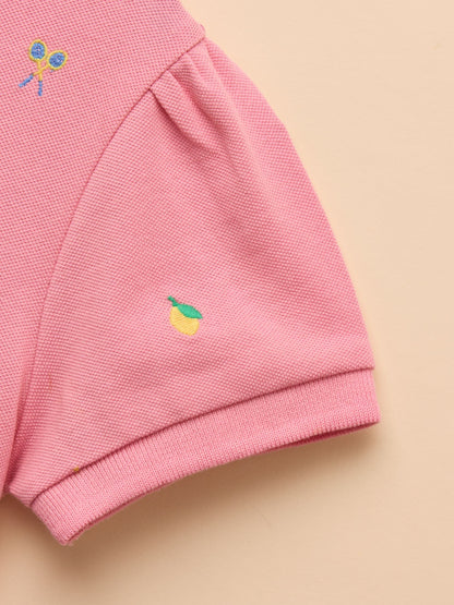 Joules Girls' Orla Pink Short Sleeve Polo Shirt Dress image 7