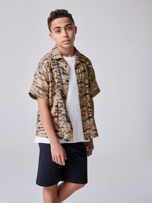smALLSAINTS Solar Camo Underground Open Collar Boys Printed Short Sleeve Shirt - image 1