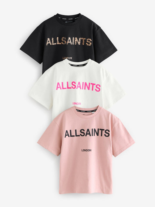 Dsiney Kidz - smALLSAINTS Black/Pink Oversized Girls Logo T-Shirts 3 Pack image 1