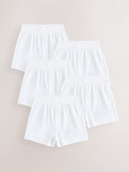 Dsiney Kidz - White Loose Fit 100% Cotton Boxers 5 Pack (1.5-16yrs) image 1