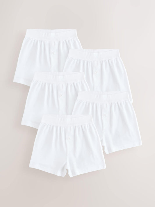 Dsiney Kidz - White Loose Fit 100% Cotton Boxers 5 Pack (1.5-16yrs) image 1