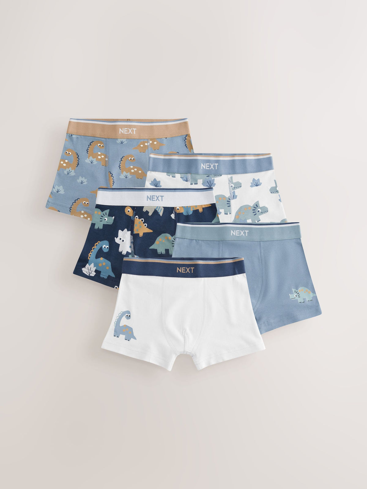 Dsiney Kidz - Blue/Brown Dino Trunks 5 Pack (1.5-12yrs) image 1
