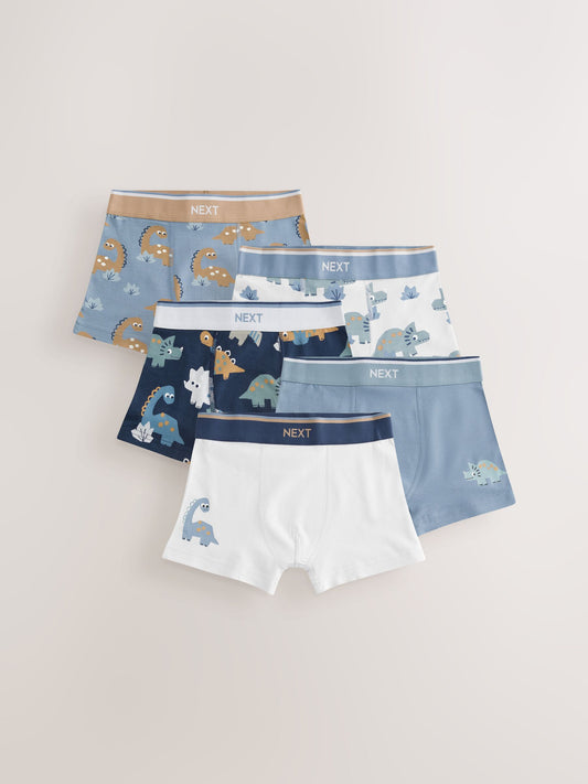 Dsiney Kidz - Blue/Brown Dino Trunks 5 Pack (1.5-12yrs) image 1