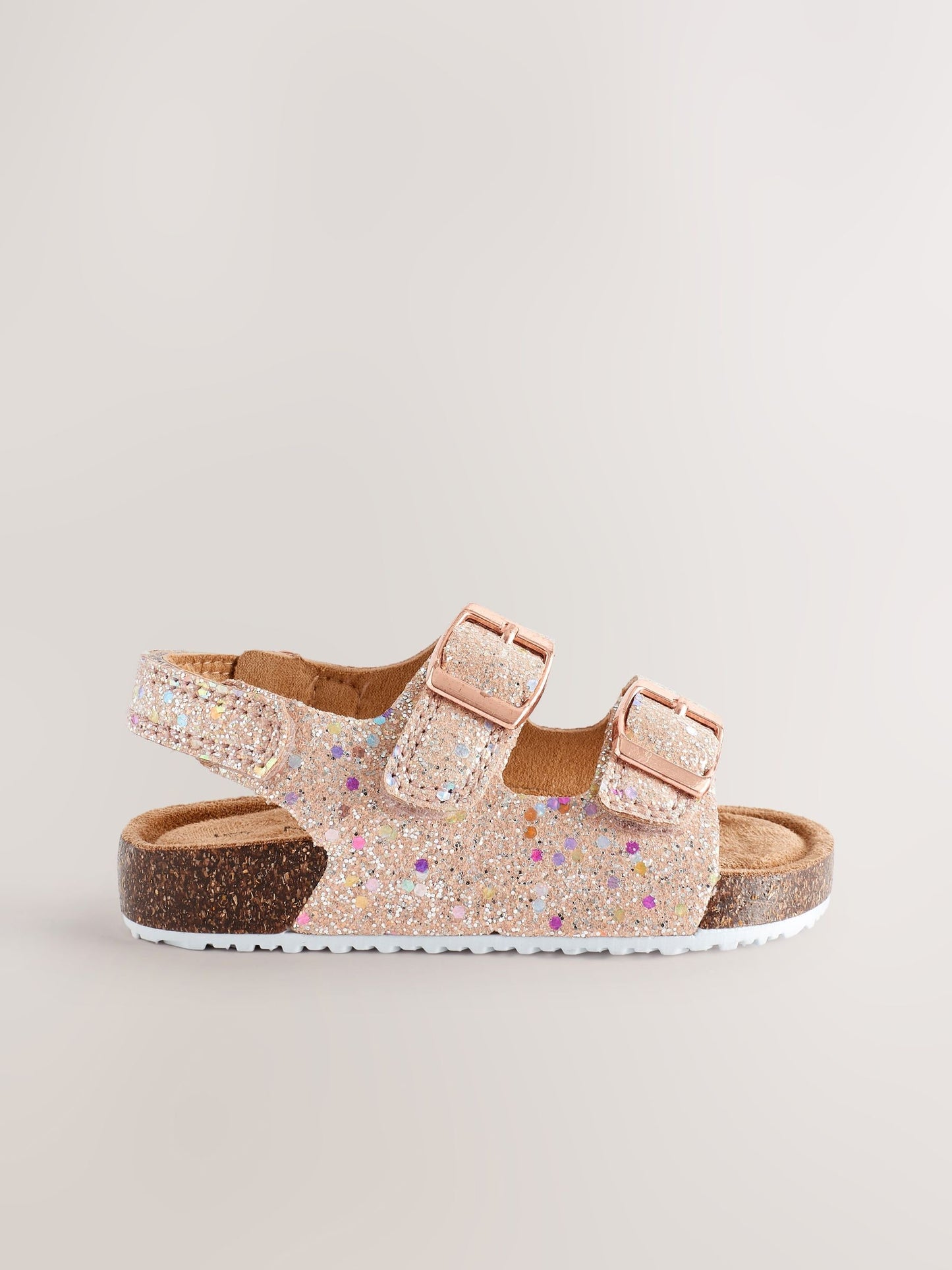 Pink Glitter Wide Fit (G) Corkbed Double Two Strap Sandals image 3