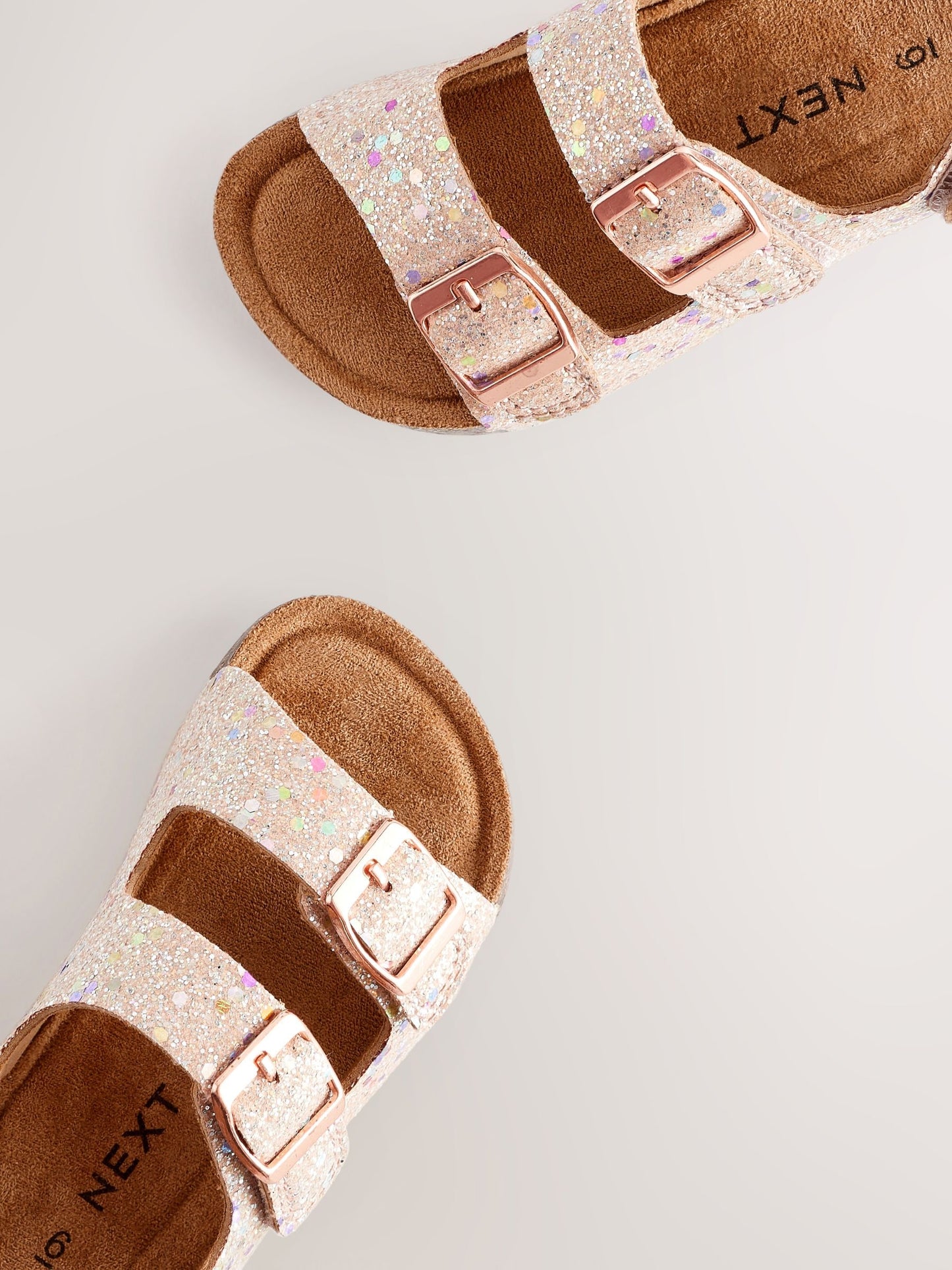 Pink Glitter Wide Fit (G) Corkbed Double Two Strap Sandals image 4