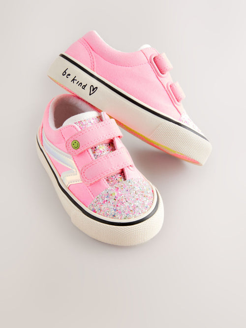 Pink Wide Fit (G) Touch Fastening Trainers image 1