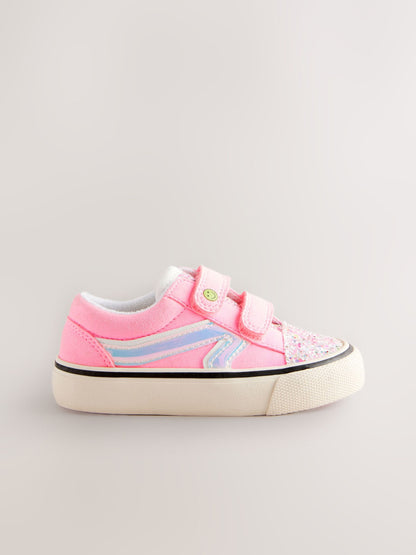 Pink Wide Fit (G) Touch Fastening Trainers image 3