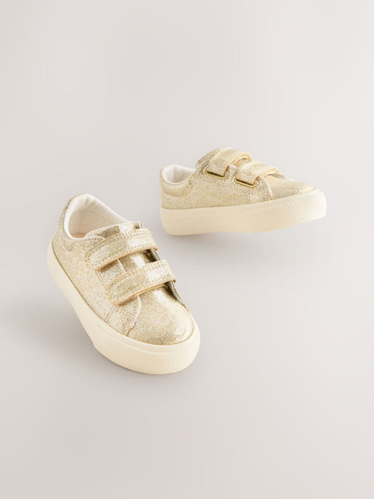 Gold Wide Fit (G) Chunky Trainers With Touch Fastening image 1