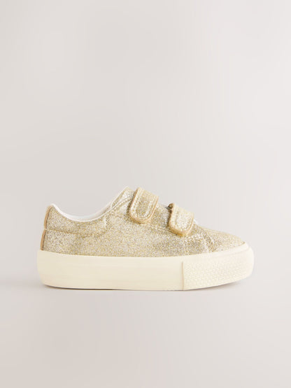 Gold Wide Fit (G) Chunky Trainers With Touch Fastening image 3