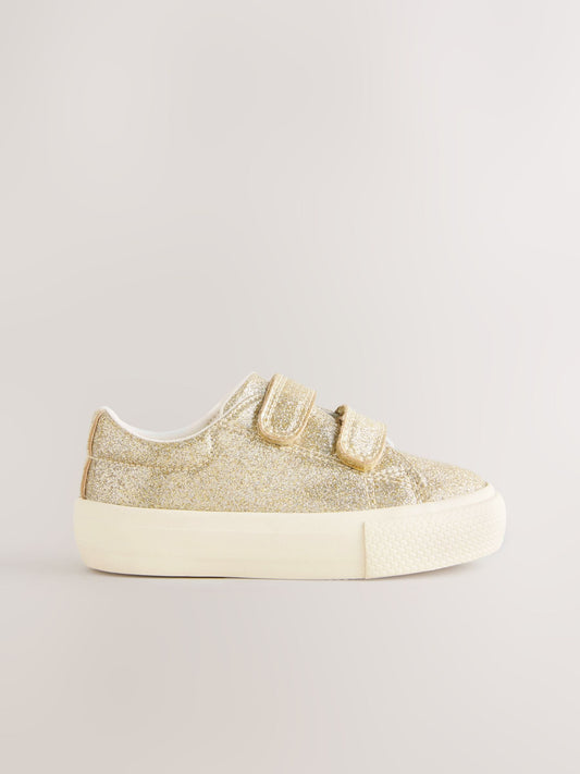 Gold Wide Fit (G) Chunky Trainers With Touch Fastening image 2